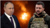 Collage Putin and Zelenskyy on WW2 anniversary