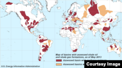 Graphic: U.S. Energy Information Administration map of basins with assessed shale oil and shale gas formations CLICK TO ENLARGE