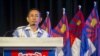 Karen National Union (KNU) leader Padoh Mahn Nyein Maung delivers an address during a "pre-conference" ahead of the Karen Unity and Peace Committee (KUPC) conference in Yangon on July 2, 2015. 