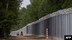 Патруль возле стены на польско-белорусской границе на северо-востоке Польши (архивное фото).