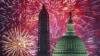 Independence Day fireworks are seen over the US Capitol and Washington Monument in Washington, DC