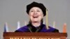 Former Secretary of State Hillary Clinton delivers the commencement address at Wellesley College.