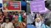 People participate in a protest of amendments to the 2008 Myanmar Constitution