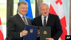 Президент Украины Петр Порошенко и президент Грузии Георгий Маргвелашвили. Тбилиси, Грузия. 18июля 2017 г.