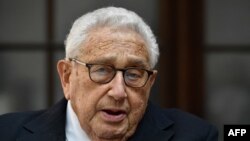 (FILES) Former US Secretary of State Henry Kissinger is pictured prior to a conference titled "70 Years of Marshall Plan" organised by the German Marshall Funds of the United States at the Deutsches Historisches Museum in Berlin on June 21, 2017.